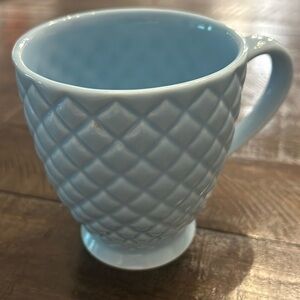 2006 Starbucks Coffee Embossed Light Blue Quilted Diamond 14 Oz Pedestal Footed